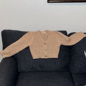 Beige crop cardigan. Size small